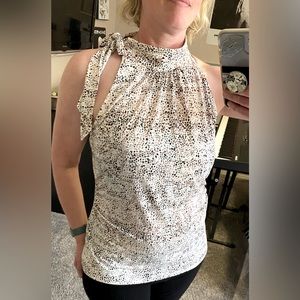 XL Mid-Rise Neck Halter with side tie. Pink, gray black Snake print WHBM.